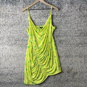 AFRM PALMETTO ASYMMETRIC MINIDRESS IN LIME DAISY NWT Size XL